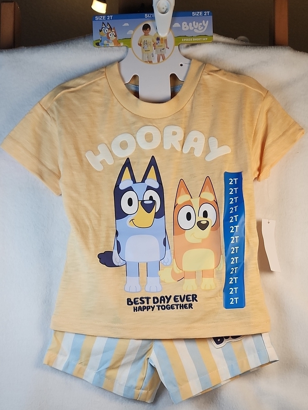 BOYS Bluey & Bingo Yellow and Blue 'Hooray' Kids Pajama Set